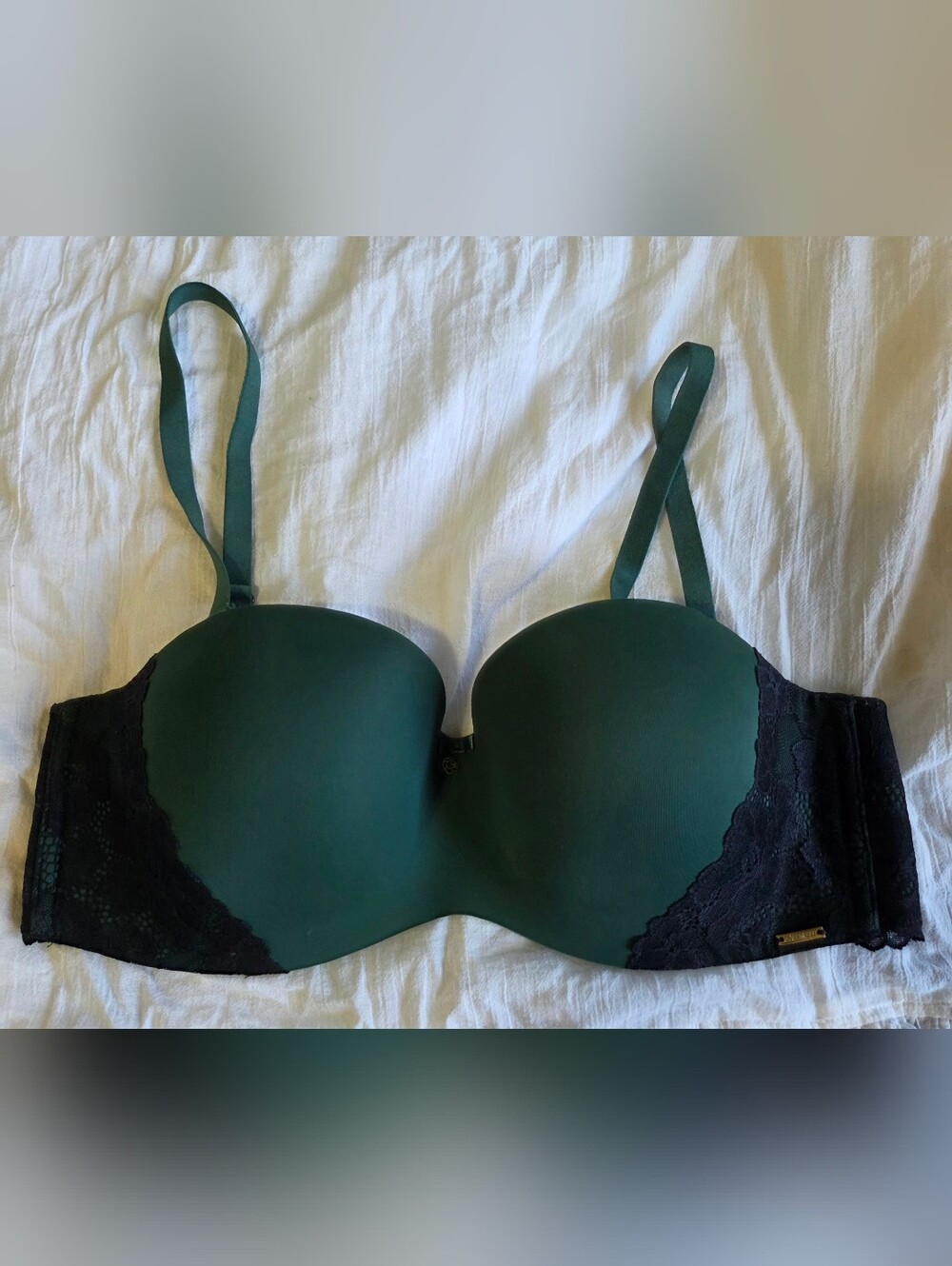 La Vie En Rose My Memory Dark Green Convertible Lace-Trim Push-Up Bra